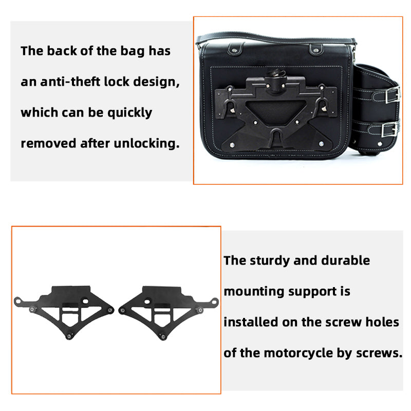 VESB00A1 Anti-theft Quick-release Retro Saddlebags with Supports for Honda Rebel 300 500 CMX