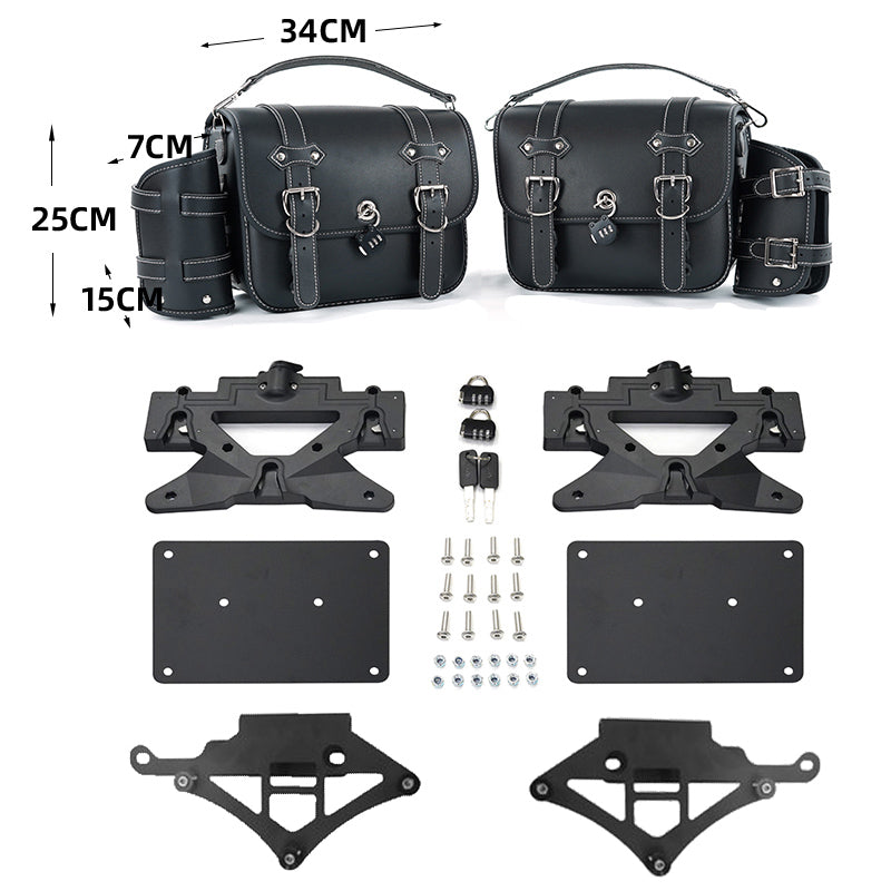VESB00A1 Anti-theft Quick-release Retro Saddlebags with Supports for Honda Rebel 300 500 CMX